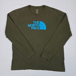The North Face Men Graphic Logo Long Sleeve Tee XL Green Outdoor Casual